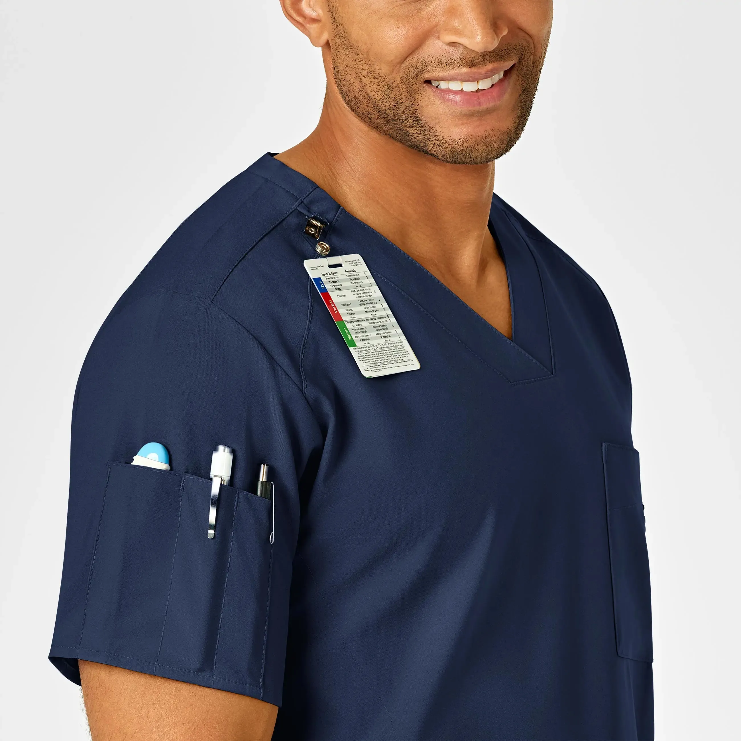 Wink Men's W123 V-Neck Scrub Top - Navy
