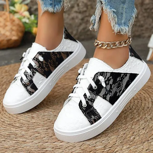 Women's Casual Lace Thick Sole Lace Up Sneakers 45990026S