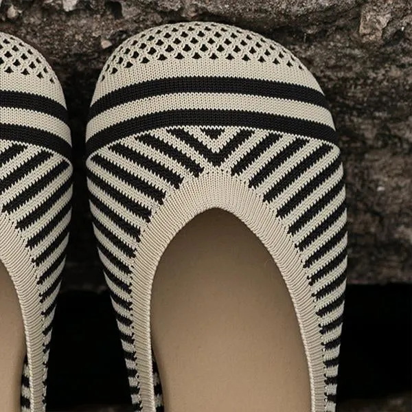 Women's Casual Striped Breathable Soft Flats 06861508S