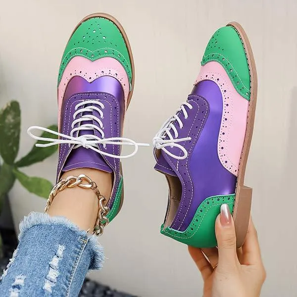 Women's Color-Block Flat Vintage Shoes 39361859C