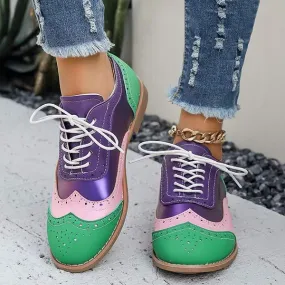 Women's Color-Block Flat Vintage Shoes 39361859C
