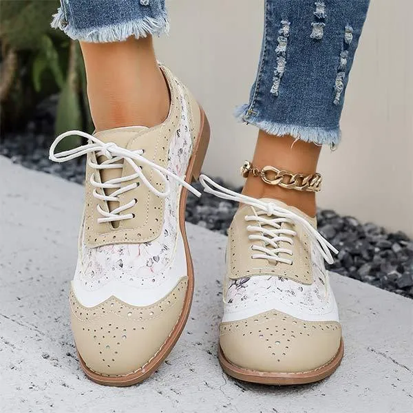 Women's Color-Block Flat Vintage Shoes 39361859C
