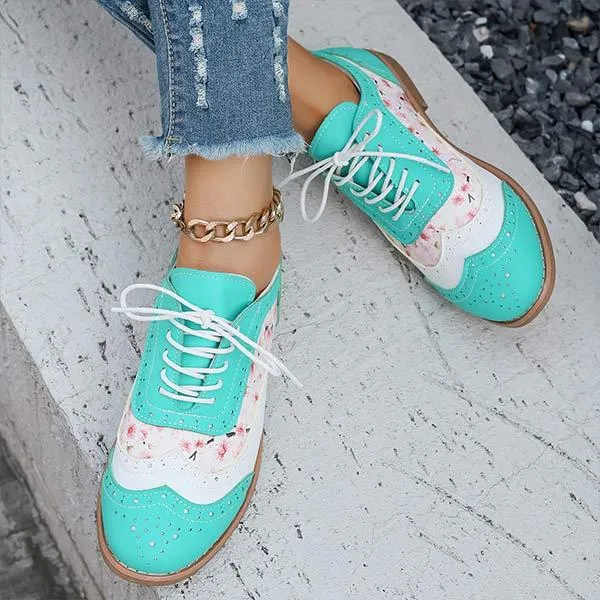 Women's Color-Block Flat Vintage Shoes 39361859C