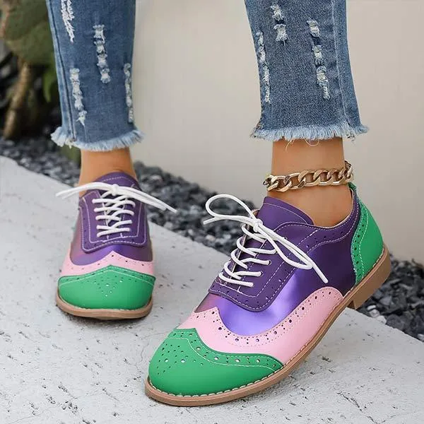 Women's Color-Block Flat Vintage Shoes 39361859C