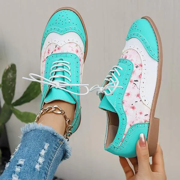 Women's Color-Block Flat Vintage Shoes 39361859C