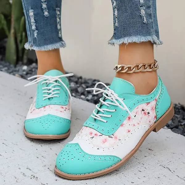 Women's Color-Block Flat Vintage Shoes 39361859C