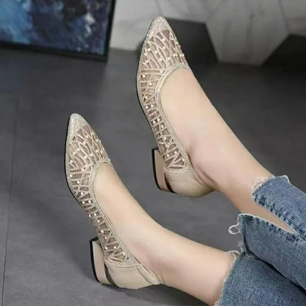 Women's Fashionable Rhinestone Mesh Flats 18086665S