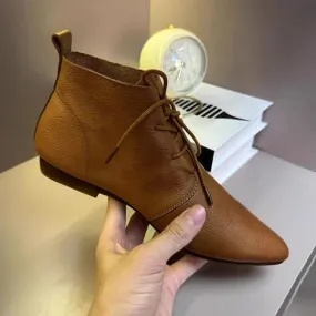 Women's Stylish Elegant Lace-Up Pointed Toe Short Boots 45270556S