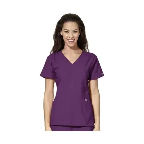 WonderWink Women's Stylized V-Neck Scrub Top - Eggplant