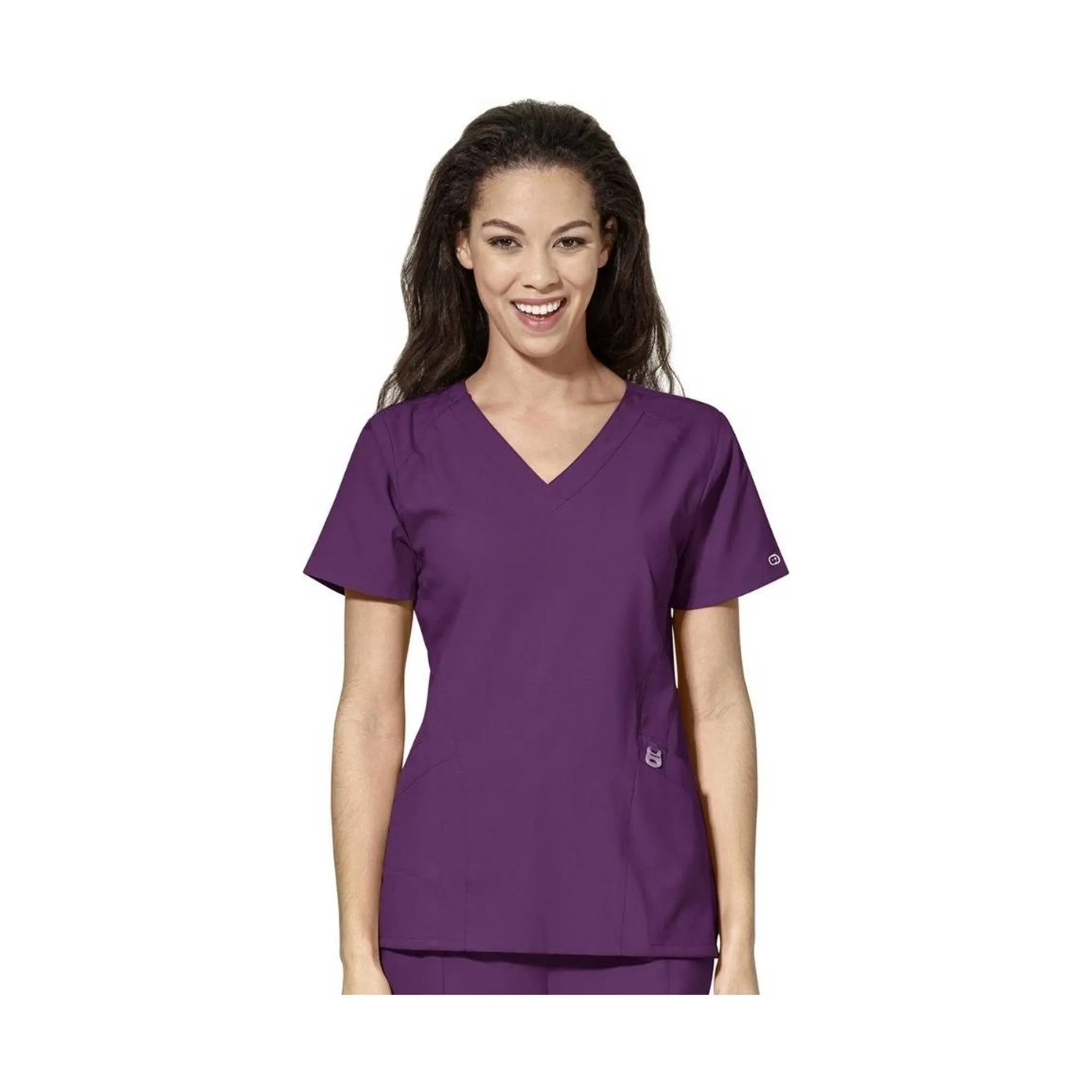 WonderWink Women's Stylized V-Neck Scrub Top - Eggplant